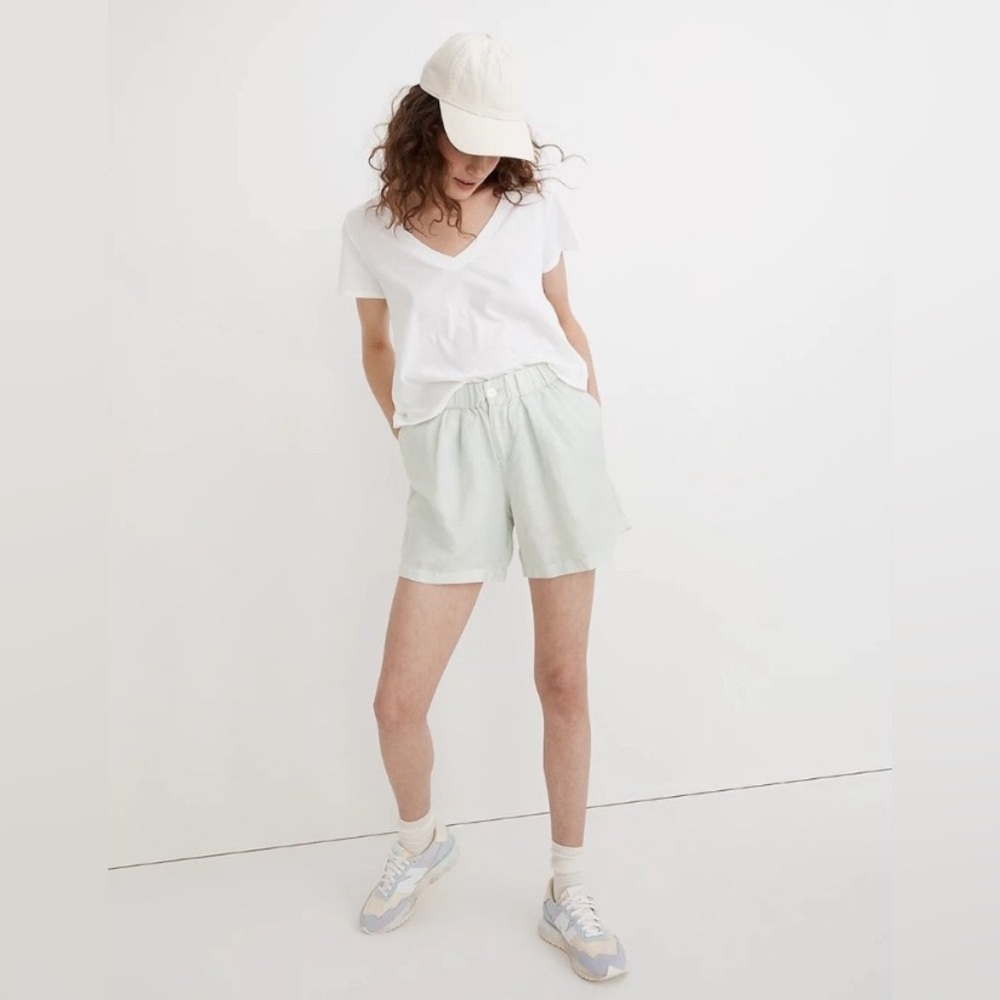 Madewell NWOT Linen Blend Light Mint Green Shorts Size XXL